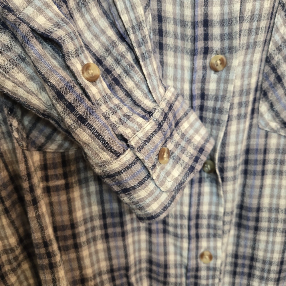 Lucky Brand Womens Small Tiny Plaid Blue Button Up Long Sleeve Pockets‎ Cowgirl - Picture 7 of 13